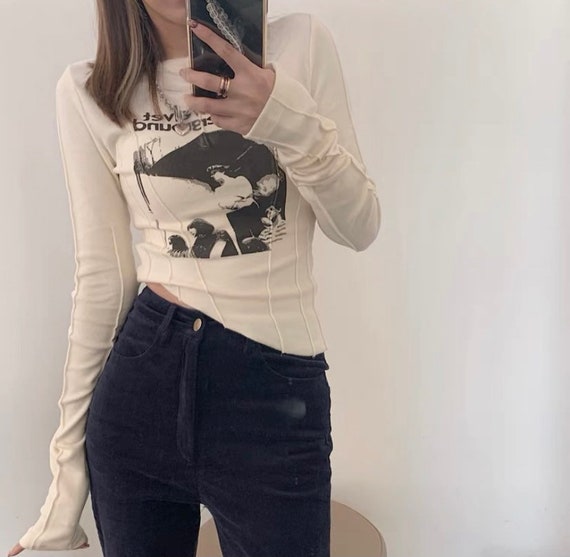 Korean Style Y2k 2000s 90s Cute T-shirt for O Neck Long Sleeve - Etsy