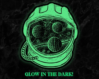 Pegatina de vinilo que brilla en la oscuridad del casco espacial