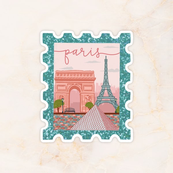 Paris Stamp Glitter Vinyl Sticker