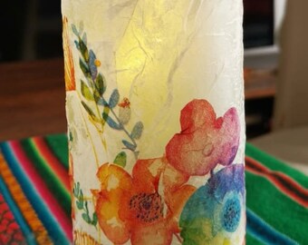 Gorgeous hand made bottle light - fairy light - decorative ornament - decoupage