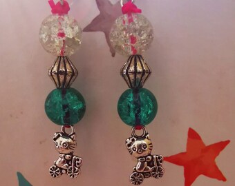 Gorgeous funky unusual kitty dangly earrings - ideal for summer festivals - unique hand made designs. Many more styles and colour available