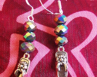 SALE PRICE * Hand made 'flip flop disco ball' earrings - unique jewellery gift idea