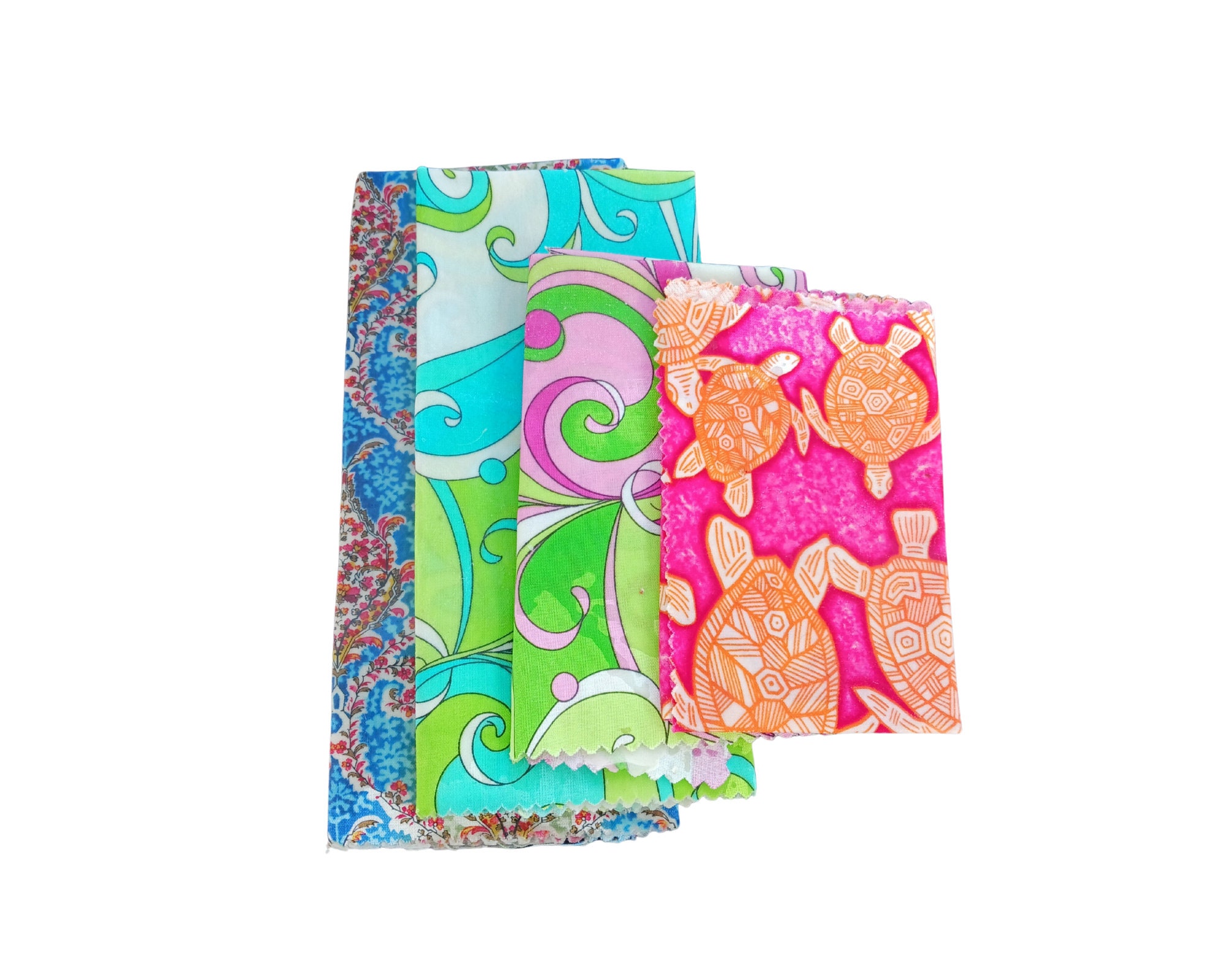 Four Pack of Bees Wax Food Wraps Assorted Fabric Designs Etsy