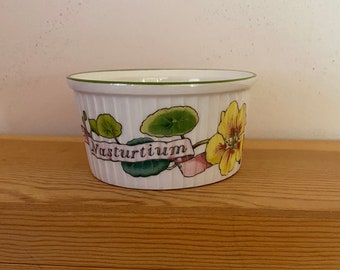 Vintage small Royal Worcester ramekin Nasturtium, Rue, Country Kitchen collection replacement, 1978, Gift for Foodie, Friendship gift