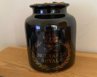 Vintage French Moutard Royale mustard pot, ceramic jar, rustic decor, French country kitchen, Gift for Foodie, housewarming, Christmas
