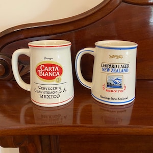 Vintage miniature beer stein, 1981 Franklin Mint World's Great Breweries Tankard, Carta Blanca, Leopard NZ, vintage barware, Father's Day