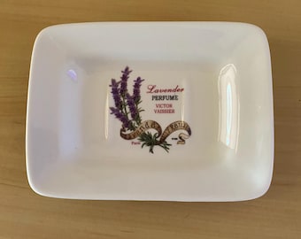 Vintage Victor Vaissier Lavender Soap Dish: Shabby Chic Ceramic Decor