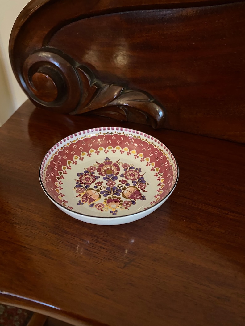 Vintage painted enamel trinket dish Email Studio Stenbock Austria Mother/'s Day