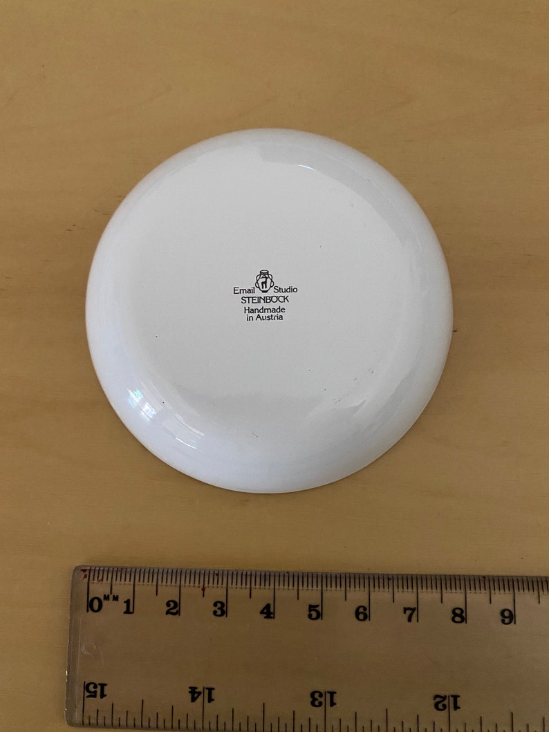 Vintage painted enamel trinket dish Email Studio Stenbock Austria Mother/'s Day