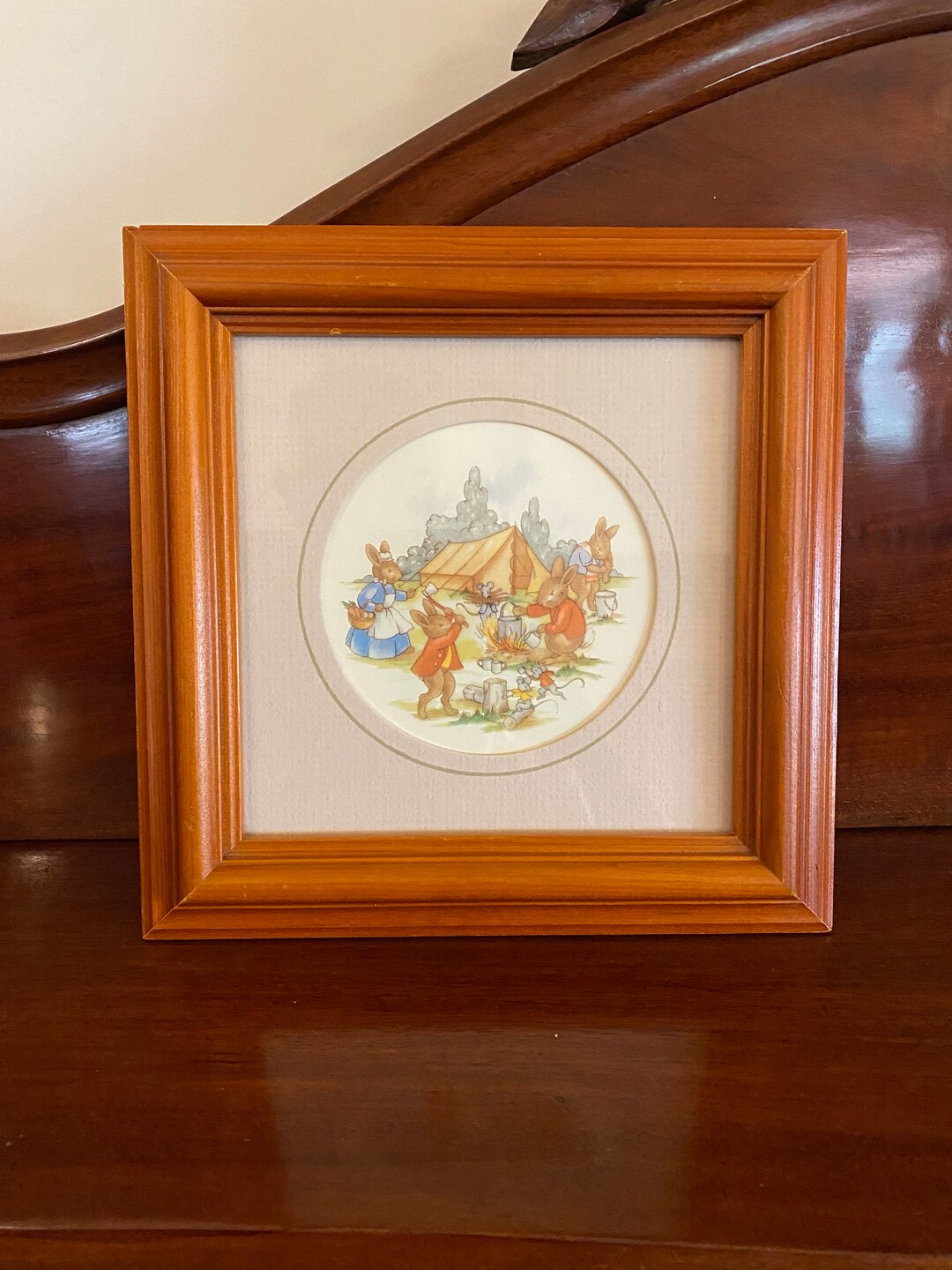 Vintage Bunnykins Royal Doulton 1988 Framed Nursery Decor, Bunnykins