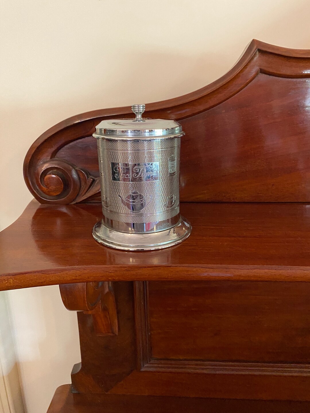 Vintage Tea Time Metal Tea Caddy With Lid, Gift for Foodie, Valentine