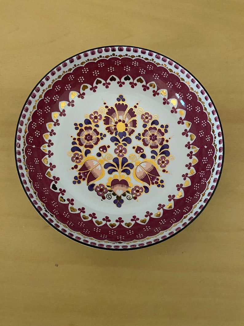 Vintage painted enamel trinket dish Email Studio Stenbock Austria Mother/'s Day