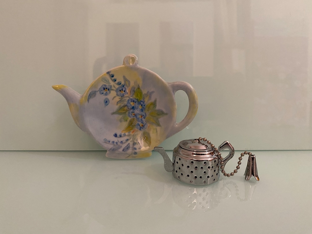 Vintage Teapot Shaped Tea Bag Holder and Tea Strainer, Gift for Foodie ...