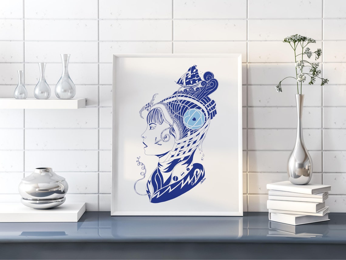 Bathroom Wall Decor Bathroom Wall Art Nautical Decor Blue | Etsy