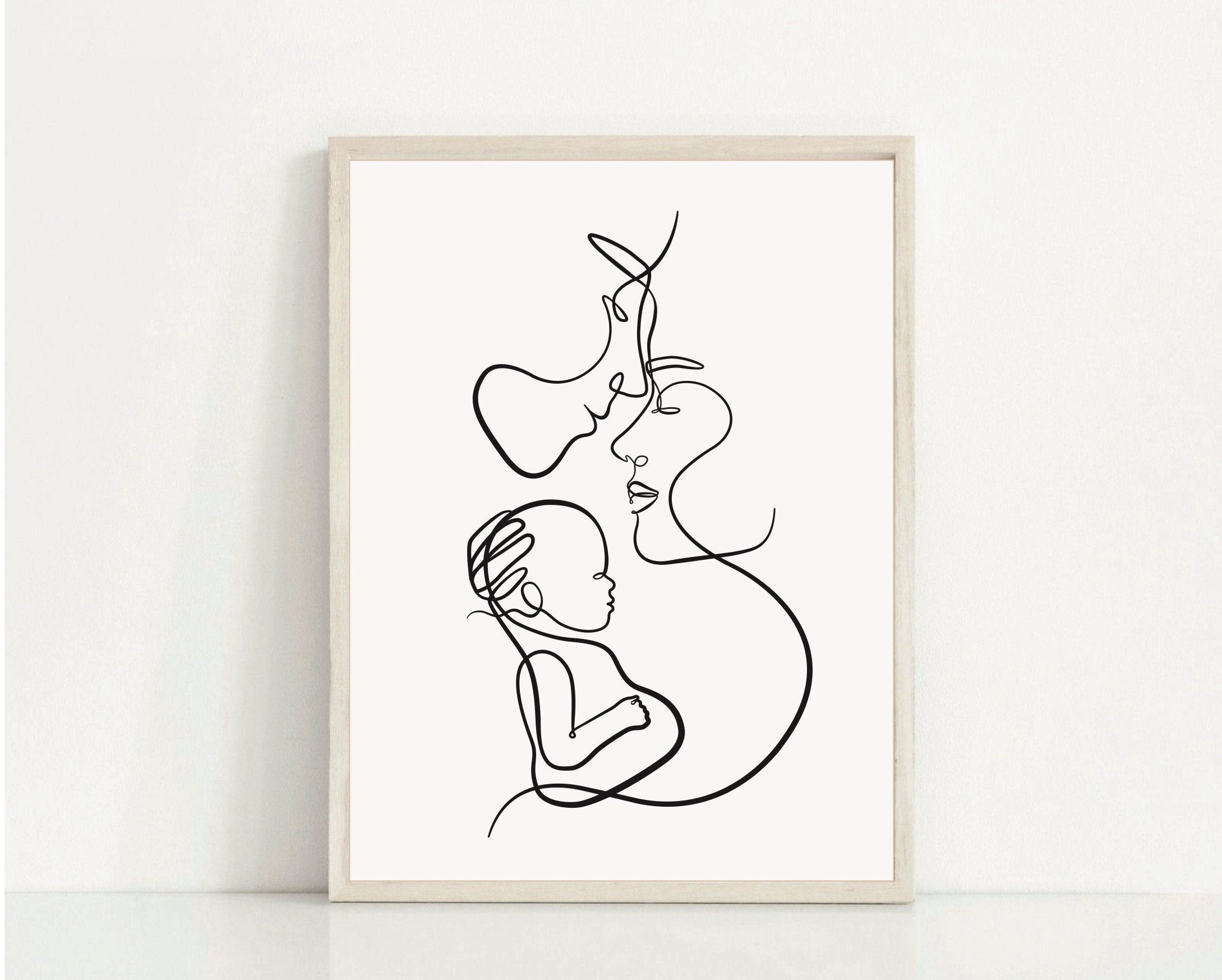 Mum Dad and Baby Line Print for New Parents Baby Shower Gift - Etsy UK