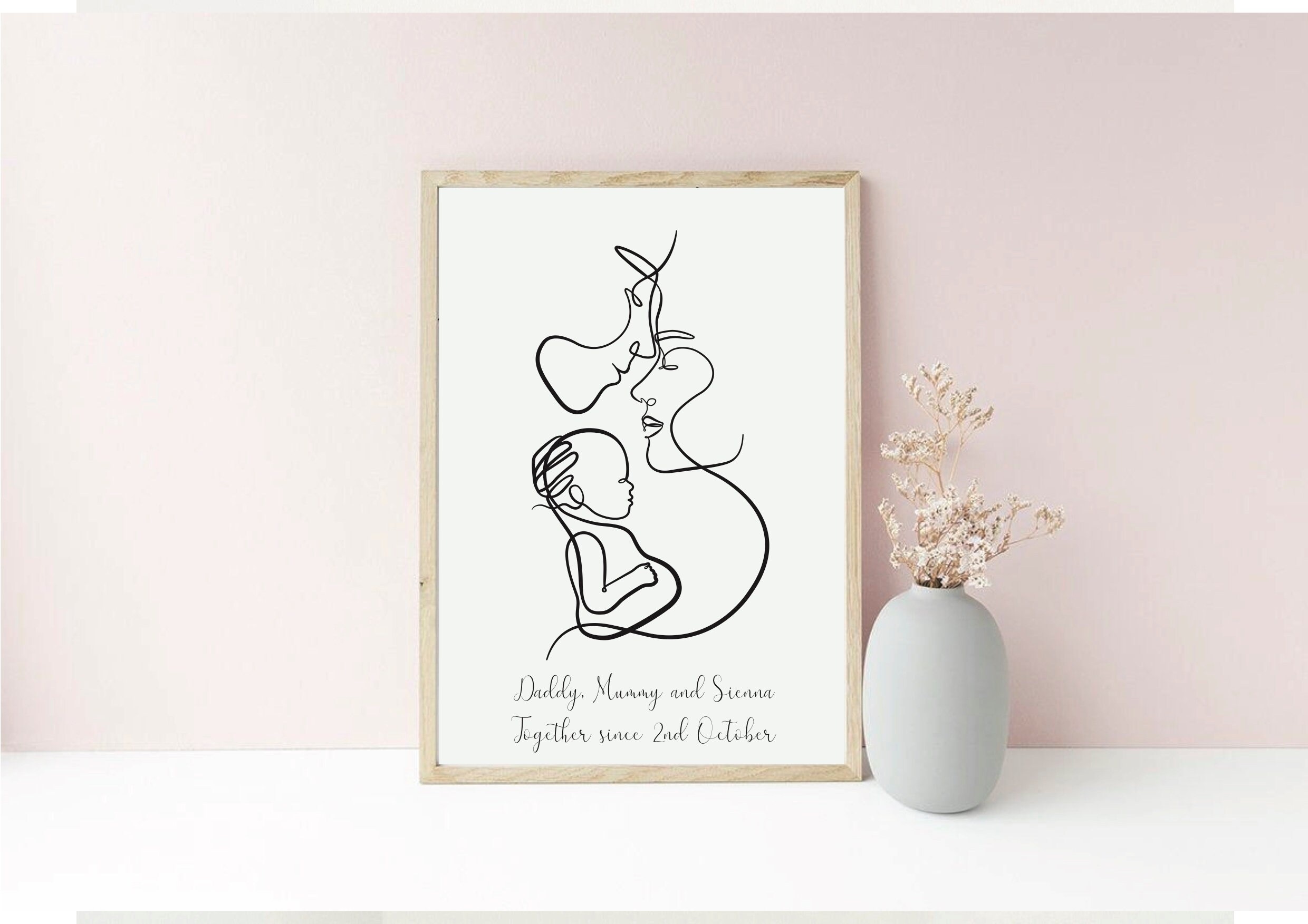 Mum Dad and Baby Line Print for New Parents Baby Shower Gift | Etsy UK