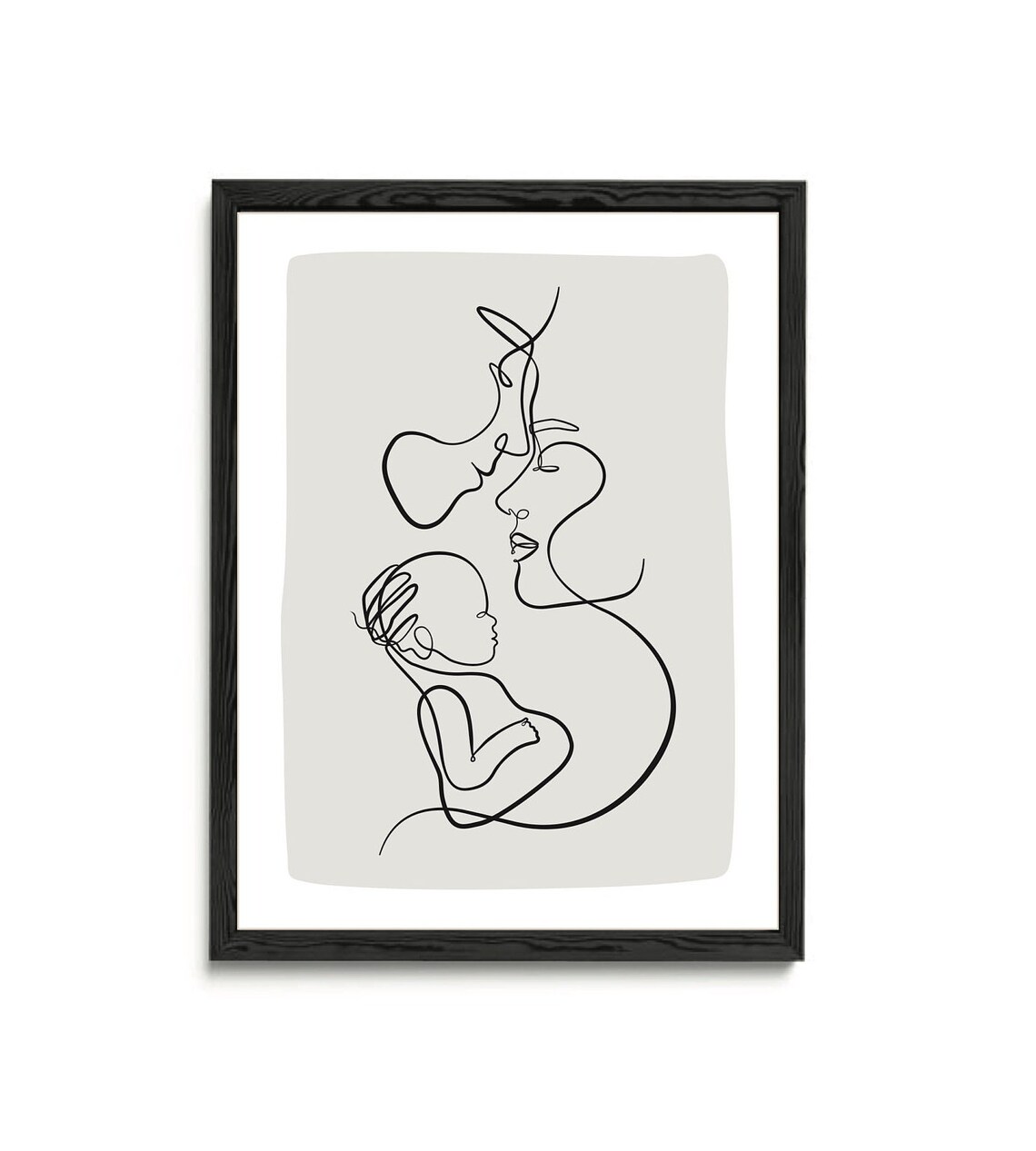 Mum Dad and Baby Line Art Grey Wall Art Nursery New - Etsy UK
