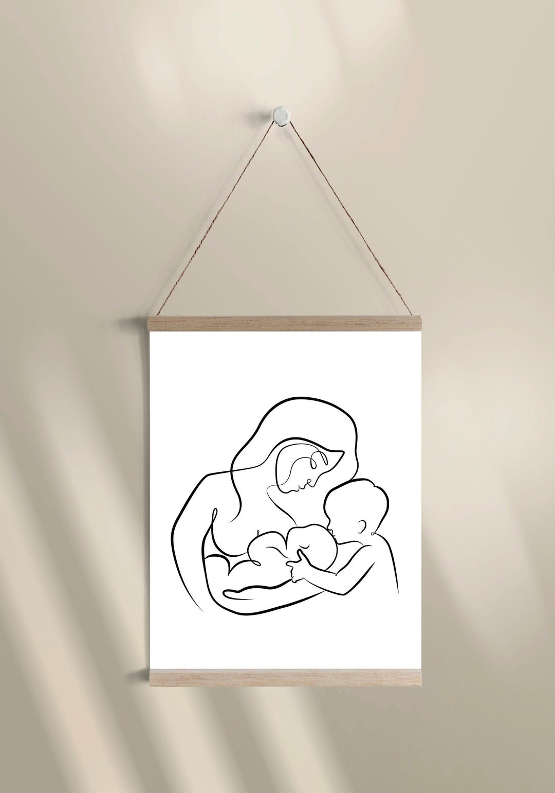 Breastfeeding Mother of Two Personalised Line Print