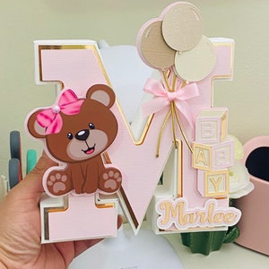 Teddy Bear 3D Letters Girl Teddy Bear Theme Decoration 3D Letters Sign ...