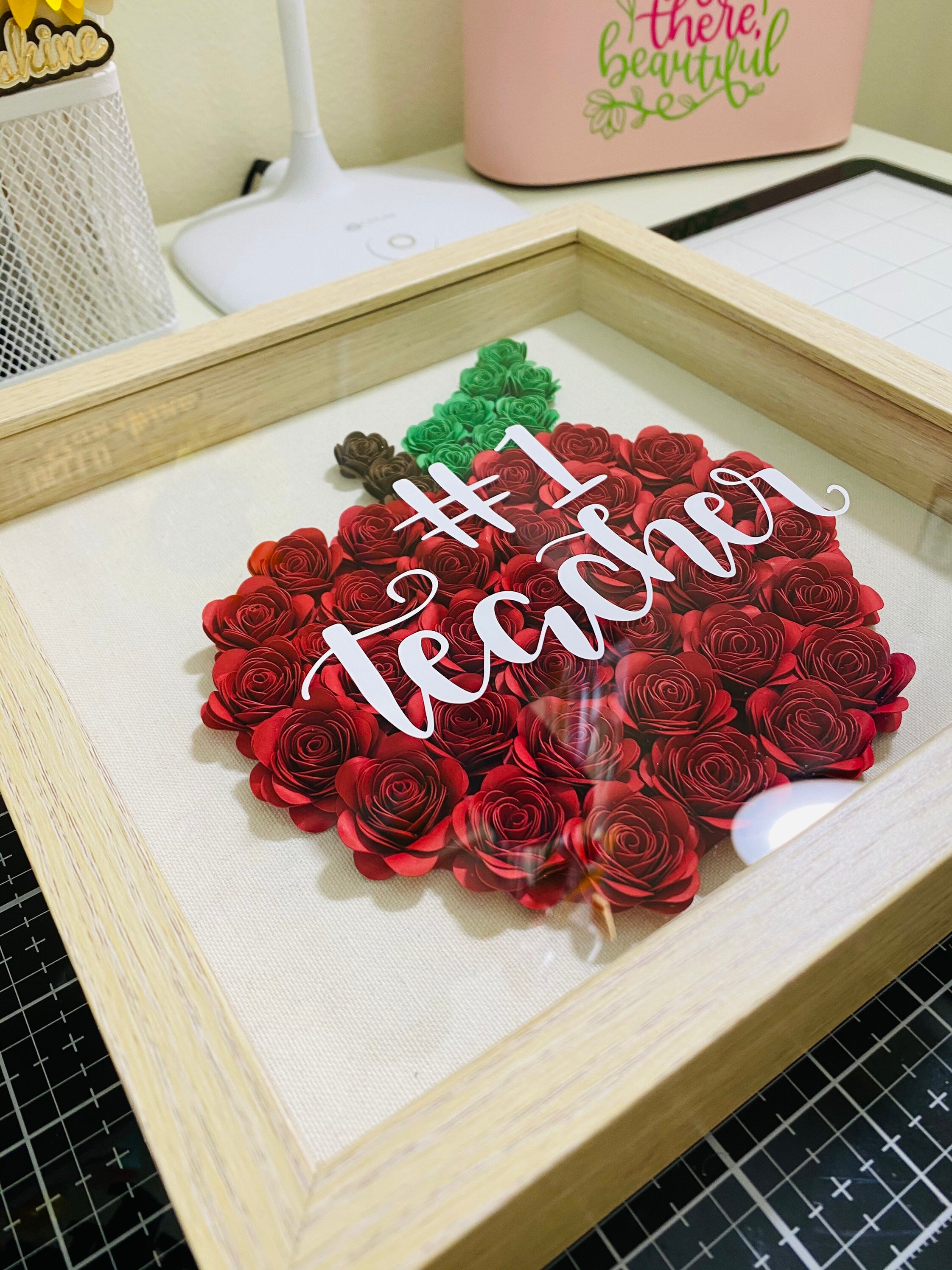 Teacher Shadow Box Teacher Appreciation Gifts Rolled Flowers