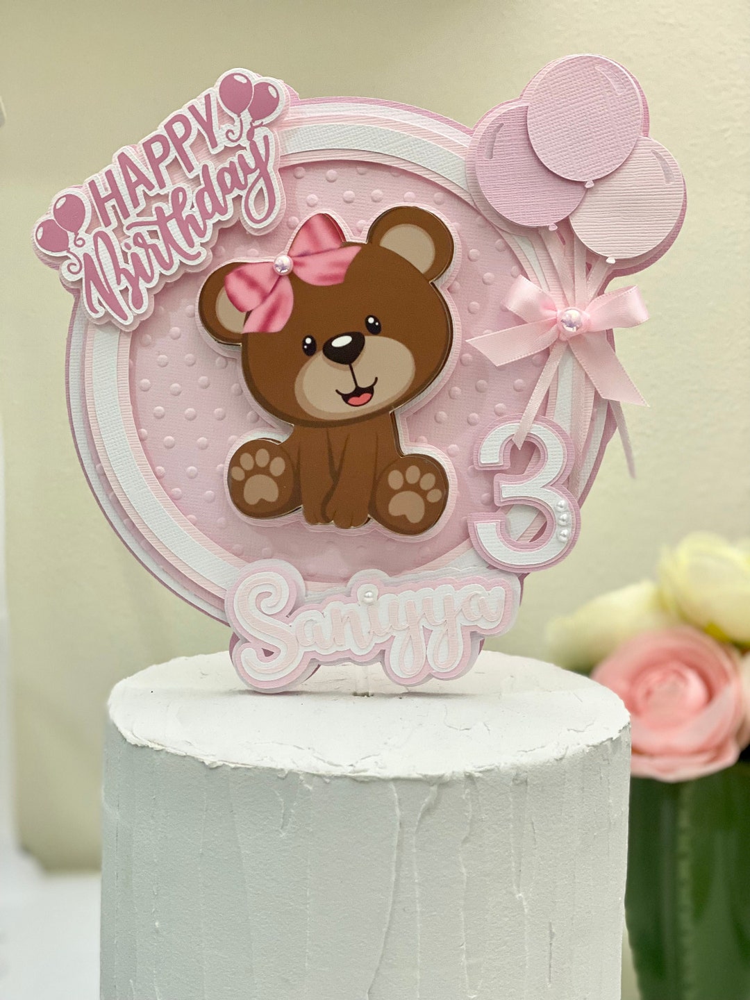 Girl Teddy Bear Topper Bear Cake Topper Cute Teddy Bear - Etsy