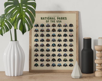 National Parks of the USA - All 63 Original Designs - Art Print Poster - 8x10 Unframed