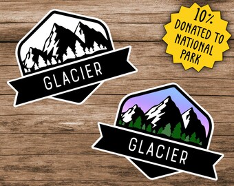 Retro Glacier National Park Montana Vinyl Sticker Skateboard and Phone Case Glossy Sticker for Laptop iPad