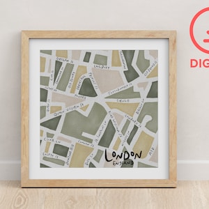 London Illustrierte Karte - Kunstdruck Poster - Digitaler Download