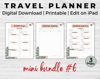 Travel Planner Budget Bundle - Digital Download | Printable | Edit on iPad