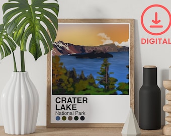 Crater Lake Palette  - 8x10 Art Print Poster - Digital Download