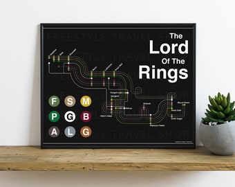 Lord of the Rings Subway Map - Art Print Poster - 8x10 Unframed