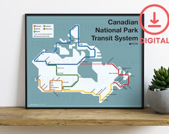 Canadian National Park Subway Map - Art Print Poster - Digital Download