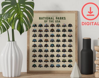 National Parks of the USA - All 63 Original Designs - Art Print Poster - Digital Download