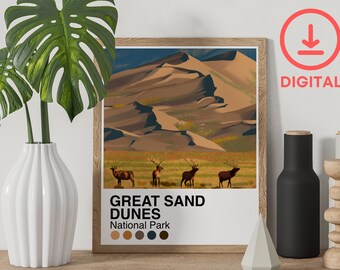 Great Sand Dunes Art Print – National Park Palette (Digital Download)