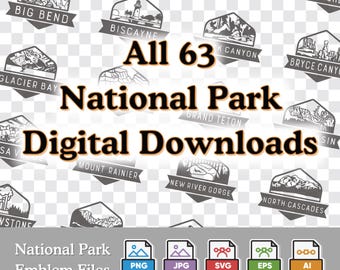 Paquete de los 63 parques nacionales: descarga digital / SVG, PNG, AI y más