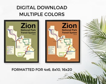 Zion Subway Map - Art Print Poster - Digitale Download