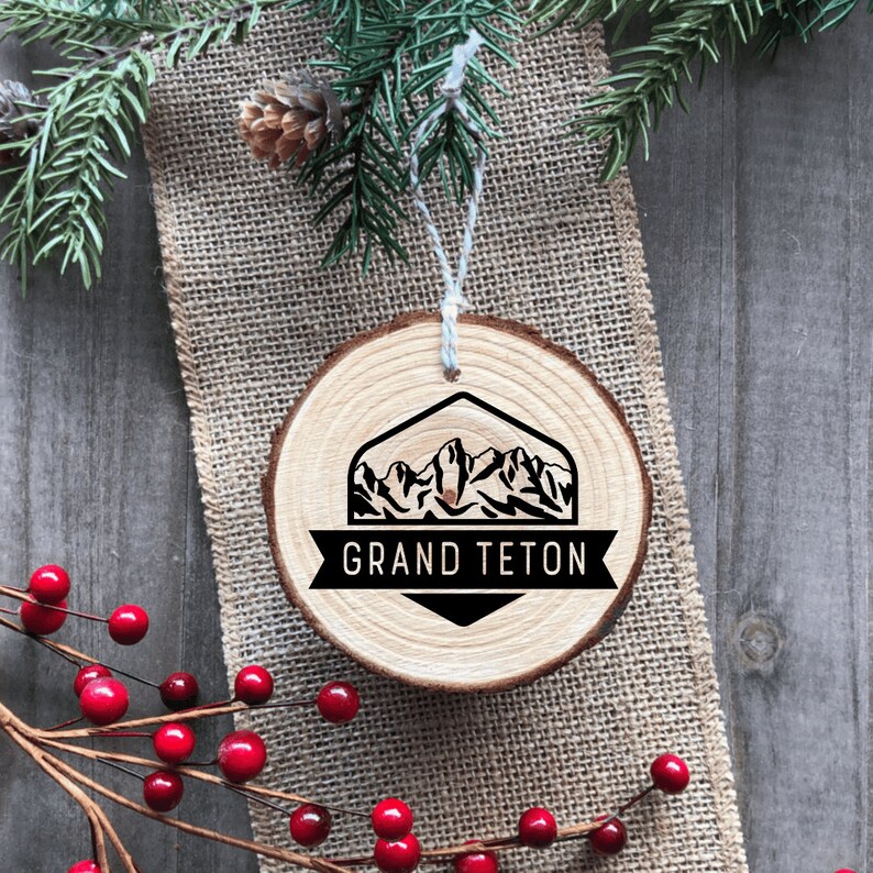 Grand Teton National Park Wood Ornament Handmade image 1