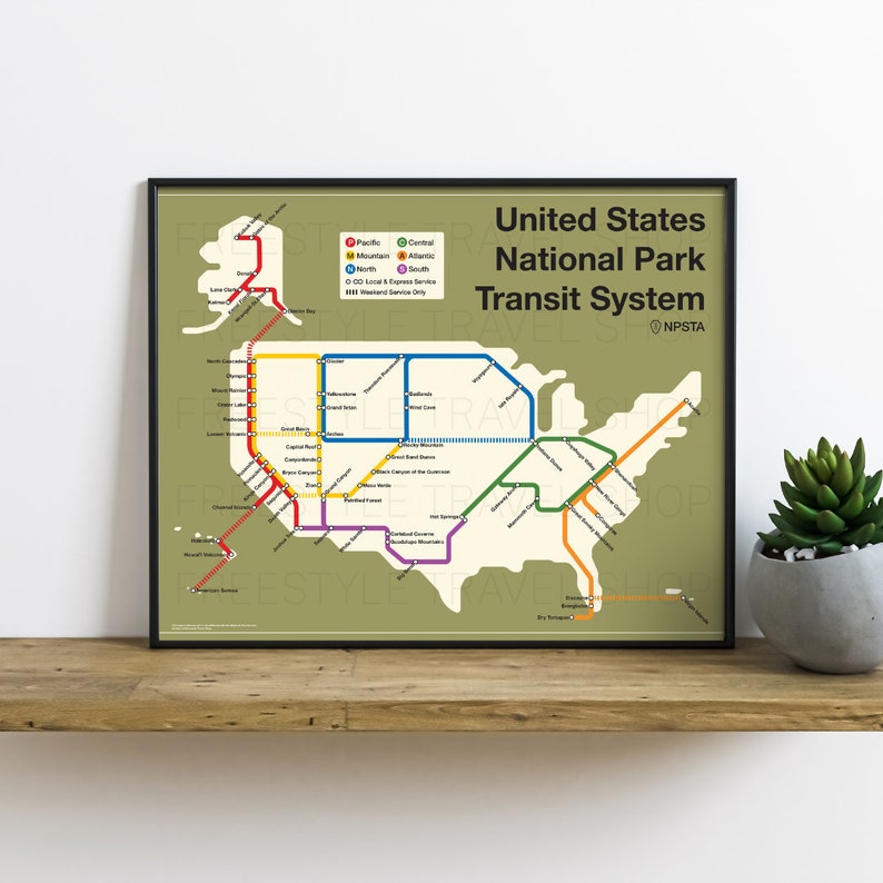 National Park Subway Map Art Print Poster 8x10 16x20 24x36 image 3