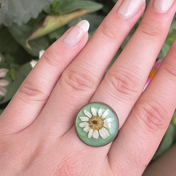 pressed flower resin ring