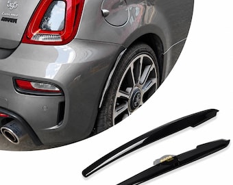 fits Abarth 500 595 695 Rear Arch Fender Lip Extensions Gloss Black (Pair) 2007-2024