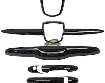 Gloss Black Dechrome Kit fits Abarth 500, 595, 695 | Door Handle Covers, Badge Trim