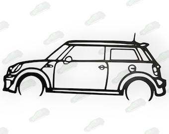 Mini Cooper Silhouette Black Metal Wall Art Hanging - R53 R56 F56