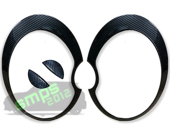 Xenon Headlight Covers for Gen 1 MINI R50, R52, R53 (2001-2006) – Piano Gloss Black, Matt Black, Carbon Fiber Effect - aftermarket