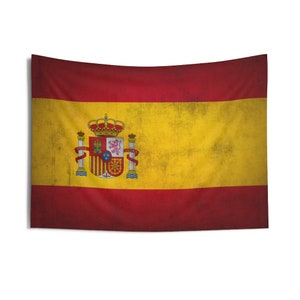 Espagne Flag Grunge Effect - Tapisserie murale, Drapeau extérieur intérieur, Bannière, Espagnol, Madrid, Barcelone