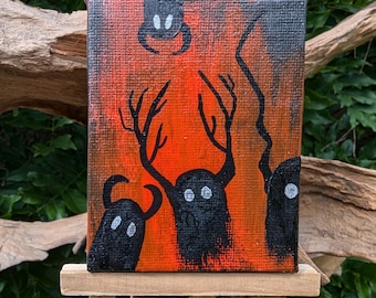 Dipinto acrilico in miniatura di un demone di Halloween