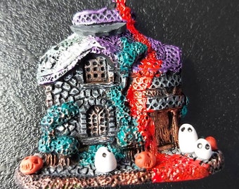 Magnete della casa fantasma, cottage con zucche Boo e pipistrelli