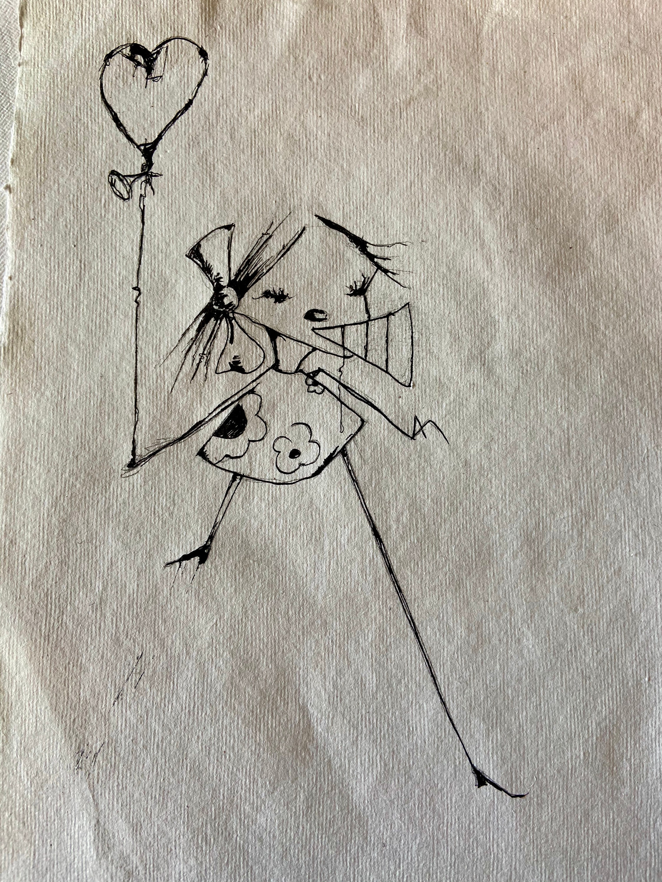 Loveis a coloured pencil and ink drawing for lovers and Etsy