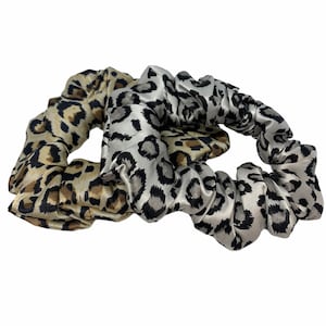 Luxurious Mulberry Silk Hair Scrunchies | Handcrafted and Gentle on Your Hair | Perfect Gift for Hair Care | Leopard Print