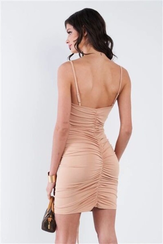 Nude bodycon mini dress Clearance