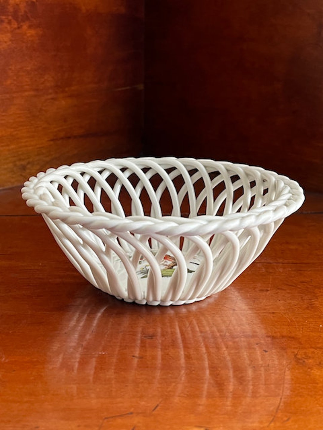 Vintage Bowl White Lattice Bird Floral Herend Rothschild Pearl Etsy